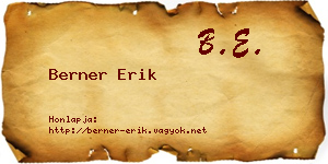 Berner Erik névjegykártya
